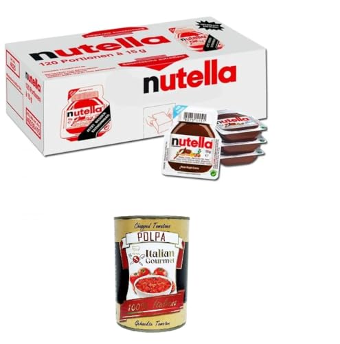 Crema spalmabile monodose, 120 vaschette da 15g streichfähige Einzeldosiscreme, 120 Becher à 15 g [1800 g]+ Italian Gourmet polpa 400g von Italian Gourmet E.R.
