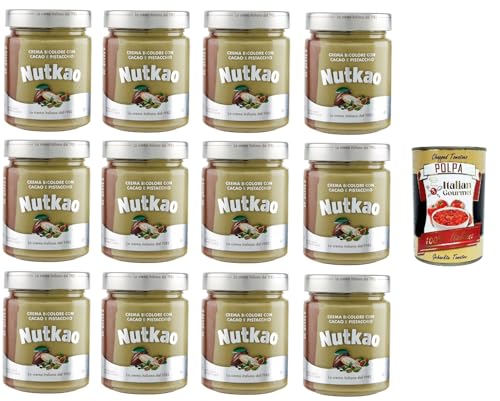 Nutkao Crema Bicolore con Cacao e Pistacchio Zweifarbige Creme mit Kakao und Pistazien 12x 330 g + Italian Gourmet Polpa 400g Nutkao Crema Bicolore con Cacao e Pistacchio Zweifarbige Creme mit Kakao und Pistazien 12x 330 g + Italian Gourmet Polpa 400g von Italian Gourmet E.R.