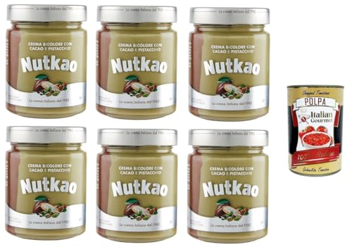 Nutkao Crema Bicolore con Cacao e Pistacchio Zweifarbige Creme mit Kakao und Pistazien 6x 330 g + Italian Gourmet Polpa 400g Nutkao Crema Bicolore con Cacao e Pistacchio Zweifarbige Creme mit Kakao und Pistazien 6x 330 g + Italian Gourmet Polpa 400g von Italian Gourmet E.R.
