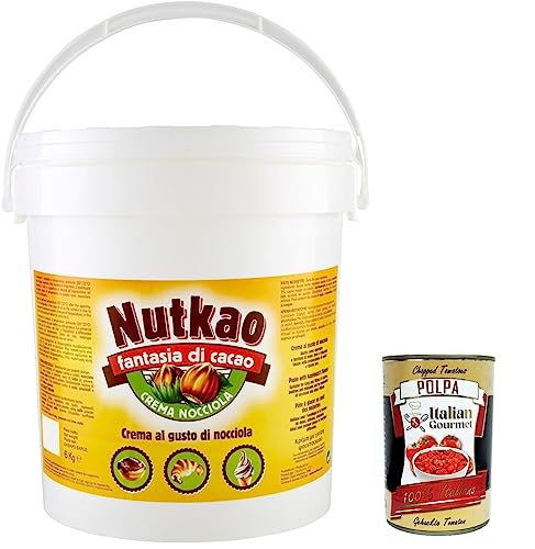 Nutkao Crema Nocciola, Brotaufstrich XXL Nougatcreme Haselnusscreme Eimer Kg.6 + Italian Gourmet polpa 400g von Italian Gourmet E.R.