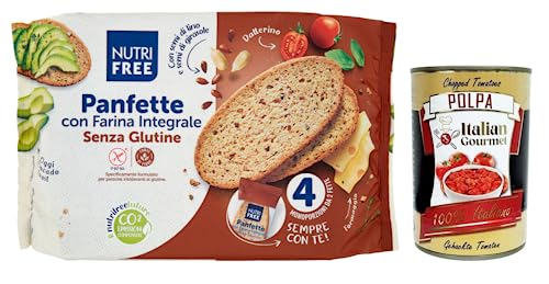 Nutrifree Panfette con Farina Integrale,Glutenfreies Brot mit Vollkorn-Buchweizenmehl,Packung mit 340g + Italian Gourmet Polpa di Pomodoro 400g Dose Nutrifree Panfette con Farina Integrale,Glutenfreies Brot mit Vollkorn-Buchweizenmehl,Packung mit 340g + Italian Gourmet Polpa di Pomodoro 400g Dose von Italian Gourmet E.R.