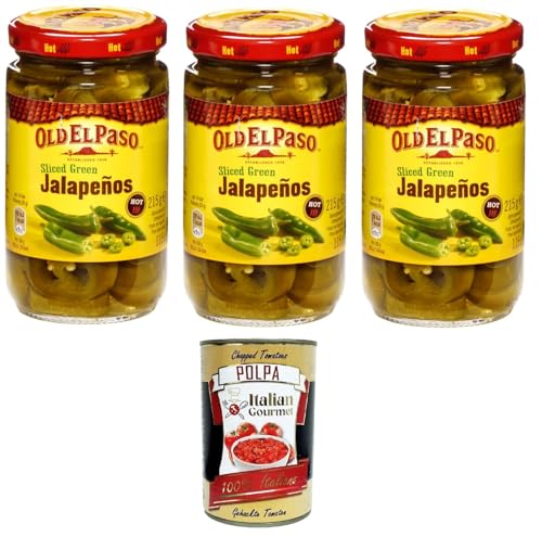 Old El Paso Grüne Jalapenos in Scheiben Scharf 3x 215 g+ Italian Gourmet polpa 400g Old El Paso Grüne Jalapenos in Scheiben Scharf 3x 215 g+ Italian Gourmet polpa 400g von Italian Gourmet E.R.