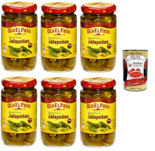 Old El Paso Grüne Jalapenos in Scheiben Scharf 6x 215 g+ Italian Gourmet polpa 400g Old El Paso Grüne Jalapenos in Scheiben Scharf 6x 215 g+ Italian Gourmet polpa 400g von Italian Gourmet E.R.