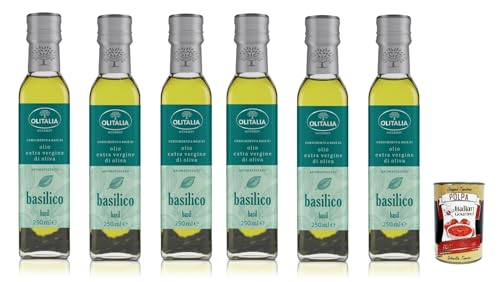 Olitalia Olio Condimento a Base di olio extra vergine di oliva all'aroma di Basilico, Extra Natives Olivenöl Basilikum geschmack 6x 250ml + Italian Gourmet polpa 400g Olitalia Olio Condimento a Base di olio extra vergine di oliva all'aroma di Basilico, Extra Natives Olivenöl Basilikum geschmack 6x 250ml + Italian Gourmet polpa 400g von Italian Gourmet E.R.