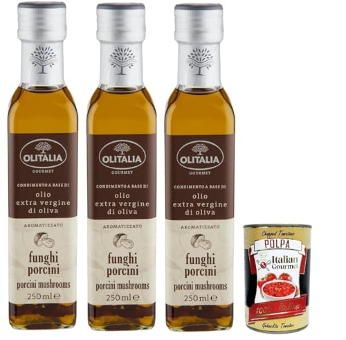 Olitalia Olio Condimento a Base di olio extra vergine di oliva all'aroma di funghi porcini, Extra Natives Olivenöl Porcini -Steinpilz geschmack 3x 250ml + Italian Gourmet polpa 400g Olitalia Olio Condimento a Base di olio extra vergine di oliva all'aroma di funghi porcini, Extra Natives Olivenöl Porcini -Steinpilz geschmack 3x 250ml + Italian Gourmet polpa 400g von Italian Gourmet E.R.