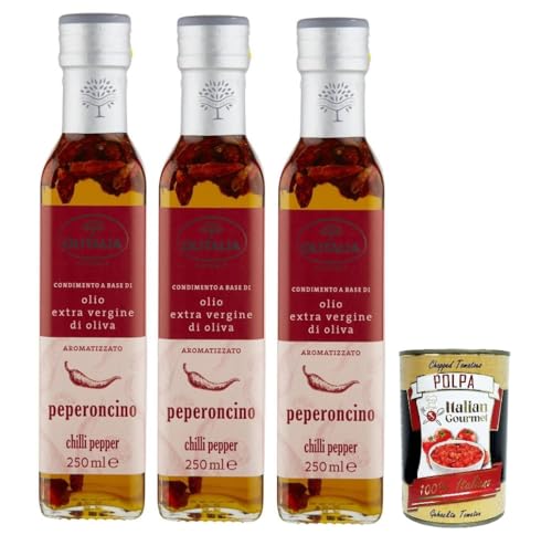 Olitalia Olio Condimento a Base di olio extra vergine di oliva all'aroma di peperoncino, Extra Natives Olivenöl Chili -Pfeffer geschmack 3x 250ml + Italian Gourmet polpa 400g Olitalia Olio Condimento a Base di olio extra vergine di oliva all'aroma di peperoncino, Extra Natives Olivenöl Chili -Pfeffer geschmack 3x 250ml + Italian Gourmet polpa 400g von Italian Gourmet E.R.