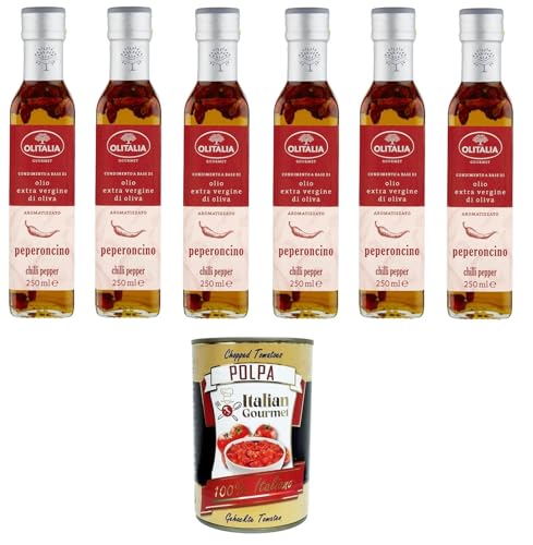 Olitalia Olio extra vergine di oliva al Peperoncino Extra natives Olivenöl mit Chilipfeffer 6x250 ml + Italian Gourmet polpa 400g Olitalia Olio extra vergine di oliva al Peperoncino Extra natives Olivenöl mit Chilipfeffer 6x250 ml + Italian Gourmet polpa 400g von Italian Gourmet E.R.
