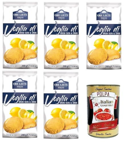 Ore Liete Perugia- Voglia Di Biscotti di frolla ripieni di Crema Limone Lust auf Mürbeteigkekse gefüllt mit Zitronencreme 5x200gr+ Italian Gourmet polpa 400g Ore Liete Perugia- Voglia Di Biscotti di frolla ripieni di Crema Limone Lust auf Mürbeteigkekse gefüllt mit Zitronencreme 5x200gr+ Italian Gourmet polpa 400g von Italian Gourmet E.R.