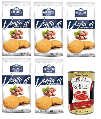 Ore Liete Perugia- Voglia Di Biscotti di frolla ripieni di Crema alla Nocciola Lust auf Mürbeteigkekse gefüllt mit Haselnusscreme 5x200gr+ Italian Gourmet polpa 400g Ore Liete Perugia- Voglia Di Biscotti di frolla ripieni di Crema alla Nocciola Lust auf Mürbeteigkekse gefüllt mit Haselnusscreme 5x200gr+ Italian Gourmet polpa 400g von Italian Gourmet E.R.