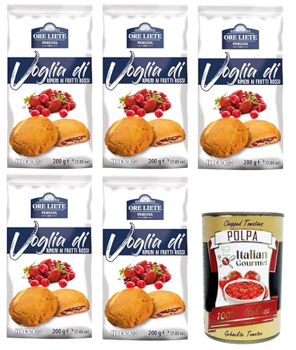 Ore Liete Perugia- Voglia Di Biscotti di frolla ripieniai frutti rossi Lust auf Mürbeteigkekse gefüllt mit roten Früchten 5x200gr + Italian Gourmet polpa 400g Ore Liete Perugia- Voglia Di Biscotti di frolla ripieniai frutti rossi Lust auf Mürbeteigkekse gefüllt mit roten Früchten 5x200gr + Italian Gourmet polpa 400g von Italian Gourmet E.R.