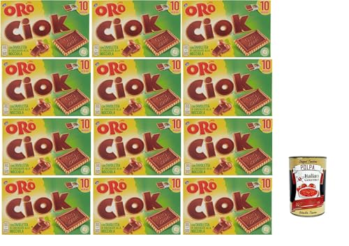 Oro Ciok Biscotto Nocciola , Keks mit Milchschokoladentafel, einfacher und köstlicher Snack, natürliche Faserquelle, 12x 200 g + Italian Gourmet polpa 400g Oro Ciok Biscotto Nocciola , Keks mit Milchschokoladentafel, einfacher und köstlicher Snack, natürliche Faserquelle, 12x 200 g + Italian Gourmet polpa 400g von Italian Gourmet E.R.