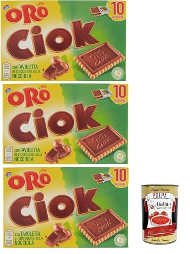 Oro Ciok Biscotto Nocciola , Keks mit Milchschokoladentafel, einfacher und köstlicher Snack, natürliche Faserquelle, 3x 200 g + Italian Gourmet polpa 400g Oro Ciok Biscotto Nocciola , Keks mit Milchschokoladentafel, einfacher und köstlicher Snack, natürliche Faserquelle, 3x 200 g + Italian Gourmet polpa 400g von Italian Gourmet E.R.