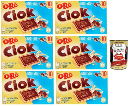 Oro Ciok Biscotto al latte, Keks mit Milchschokoladentafel, einfacher und köstlicher Snack, natürliche Faserquelle, 6x 200 g + Italian Gourmet polpa 400g Oro Ciok Biscotto al latte, Keks mit Milchschokoladentafel, einfacher und köstlicher Snack, natürliche Faserquelle, 6x 200 g + Italian Gourmet polpa 400g von Italian Gourmet E.R.