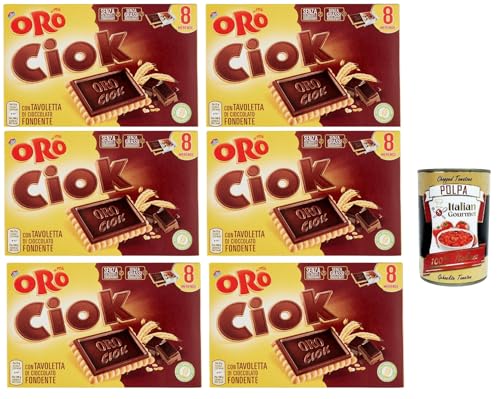 Oro Ciok Biscotto fondente, Kekse Mit dunkler Schokoladentafel, einfacher und köstlicher Snack, natürliche Faserquelle, 6x 200 g + Italian Gourmet polpa 400g Oro Ciok Biscotto fondente, Kekse Mit dunkler Schokoladentafel, einfacher und köstlicher Snack, natürliche Faserquelle, 6x 200 g + Italian Gourmet polpa 400g von Italian Gourmet E.R.