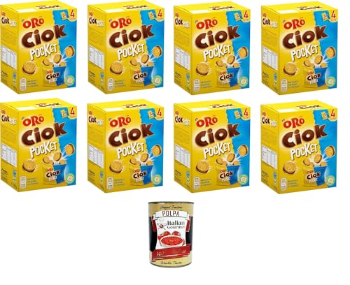 Oro Ciok Pocket, Mini-Kekse gefüllt mit leckerer Milchschokoladencreme, einfacher und leckerer Snack, ohne Farb- und Konservierungsstoffe, 8x 160g+ Italian Gourmet polpa 400gr Oro Ciok Pocket, Mini-Kekse gefüllt mit leckerer Milchschokoladencreme, einfacher und leckerer Snack, ohne Farb- und Konservierungsstoffe, 8x 160g+ Italian Gourmet polpa 400gr von Italian Gourmet E.R.
