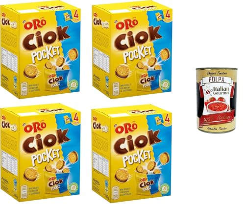 Oro Ciok Pocket, Mini-Kekse gefüllt mit leckerer Milchschokoladencreme, einfacher und leckerer Snack, ohne Farb- und Konservierungsstoffe,4x 160g+ Italian Gourmet polpa 400gr Oro Ciok Pocket, Mini-Kekse gefüllt mit leckerer Milchschokoladencreme, einfacher und leckerer Snack, ohne Farb- und Konservierungsstoffe,4x 160g+ Italian Gourmet polpa 400gr von Italian Gourmet E.R.