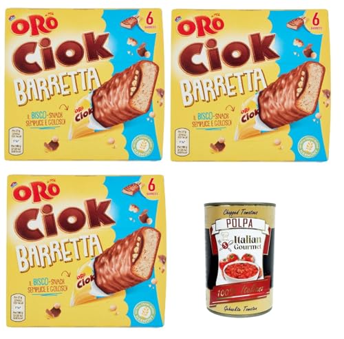 Oro Ciok Saiwa Barretta, Duftender riegel Keks, überzogen mit Milchschokolade und gefüllt mit Puffreis und Kakao, 3x 162 g + Italian Gourmet polpa 400g Oro Ciok Saiwa Barretta, Duftender riegel Keks, überzogen mit Milchschokolade und gefüllt mit Puffreis und Kakao, 3x 162 g + Italian Gourmet polpa 400g von Italian Gourmet E.R.