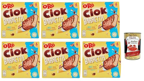 Oro Ciok Saiwa Barretta, Duftender riegel Keks, überzogen mit Milchschokolade und gefüllt mit Puffreis und Kakao, 6x 162 g + Italian Gourmet polpa 400g Oro Ciok Saiwa Barretta, Duftender riegel Keks, überzogen mit Milchschokolade und gefüllt mit Puffreis und Kakao, 6x 162 g + Italian Gourmet polpa 400g von Italian Gourmet E.R.