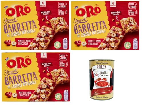 Oro Saiwa, Barretta ai Cereali Integrali e ai Mirtilli Rossi e Nocciole, Riegel snack mit Ganzes Getreide und Blaubeer und Haselnüsse 3x 160 g + Italian Gourmet polpa 400g Oro Saiwa, Barretta ai Cereali Integrali e ai Mirtilli Rossi e Nocciole, Riegel snack mit Ganzes Getreide und Blaubeer und Haselnüsse 3x 160 g + Italian Gourmet polpa 400g von Italian Gourmet E.R.
