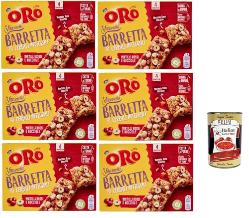 Oro Saiwa, Barretta ai Cereali Integrali e ai Mirtilli Rossi e Nocciole, Riegel snack mit Ganzes Getreide und Blaubeer und Haselnüsse 6x 160 g + Italian Gourmet polpa 400g Oro Saiwa, Barretta ai Cereali Integrali e ai Mirtilli Rossi e Nocciole, Riegel snack mit Ganzes Getreide und Blaubeer und Haselnüsse 6x 160 g + Italian Gourmet polpa 400g von Italian Gourmet E.R.
