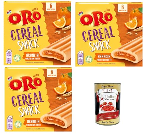 Oro Saiwa, Cereal Snack Arancia, Weiche Müsli -Kekse mit Orangenfüllung, Faserquelle und Magnesium, 3x 162G + Italian Gourmet polpa 400g Oro Saiwa, Cereal Snack Arancia, Weiche Müsli -Kekse mit Orangenfüllung, Faserquelle und Magnesium, 3x 162G + Italian Gourmet polpa 400g von Italian Gourmet E.R.