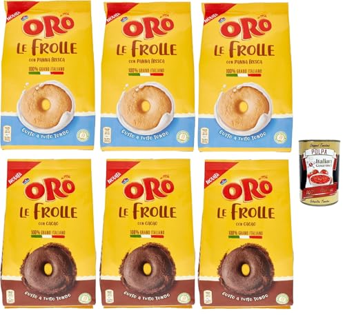 Oro Saiwa, Le Frolle Testpaket, Panna Fresca und cacao- Italienische Mürbeteigkekse mit Sahnegeschmack und Kakao, biscuits 100 % italienische Milch, 3x 350g 3x 300g + Italian Gourmet polpa 400g Oro Saiwa, Le Frolle Testpaket, Panna Fresca und cacao- Italienische Mürbeteigkekse mit Sahnegeschmack und Kakao, biscuits 100 % italienische Milch, 3x 350g 3x 300g + Italian Gourmet polpa 400g von Italian Gourmet E.R.