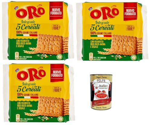 Oro Saiwa 5 Cereali, Vollkreidekekse mit Weizen, Reis, Gerste, Hafer und Roggen, Magnesiumquelle und voller Ballaststoffe, 100% italienischer Weizen, 3x 420 g + Italian Gourmet polpa 400g Oro Saiwa 5 Cereali, Vollkreidekekse mit Weizen, Reis, Gerste, Hafer und Roggen, Magnesiumquelle und voller Ballaststoffe, 100% italienischer Weizen, 3x 420 g + Italian Gourmet polpa 400g von Italian Gourmet E.R.