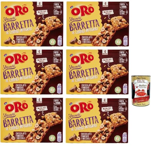 Oro Saiwa Barretta ai Cereali Integrali e al Cioccolato Fondente e Nocciole, Riegel snack mit Ganzes Getreide und dunkle Schokoladen und Haselnüsse 6x 160 g + Italian Gourmet polpa 400g Oro Saiwa Barretta ai Cereali Integrali e al Cioccolato Fondente e Nocciole, Riegel snack mit Ganzes Getreide und dunkle Schokoladen und Haselnüsse 6x 160 g + Italian Gourmet polpa 400g von Italian Gourmet E.R.