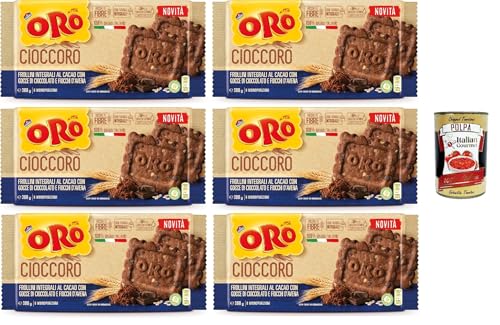 Oro Saiwa Cioccoro, Vollkorn-Kakao-Shortbread kekse mit Schokoladenstückchen und Haferflocken, Ballaststoffquelle, cookies mit 100 % italienischer Weizen, 6x 300 g + Italian Gourmet polpa 400g Oro Saiwa Cioccoro, Vollkorn-Kakao-Shortbread kekse mit Schokoladenstückchen und Haferflocken, Ballaststoffquelle, cookies mit 100 % italienischer Weizen, 6x 300 g + Italian Gourmet polpa 400g von Italian Gourmet E.R.