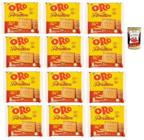 Oro Saiwa Fibrattiva, Frühstückskekse, Kekse mit Vollkornmehl, Biscuits mit 14% Ballaststoffen, 12x 400g + Italian Gourmet polpa 400g Oro Saiwa Fibrattiva, Frühstückskekse, Kekse mit Vollkornmehl, Biscuits mit 14% Ballaststoffen, 12x 400g + Italian Gourmet polpa 400g von Italian Gourmet E.R.