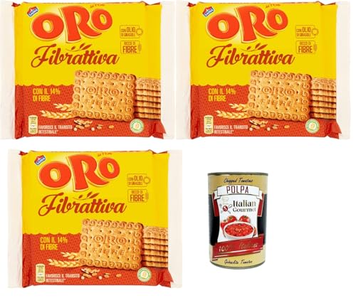 Oro Saiwa Fibrattiva, Frühstückskekse, Kekse mit Vollkornmehl, Biscuits mit 14% Ballaststoffen, 3x 400g + Italian Gourmet polpa 400g Oro Saiwa Fibrattiva, Frühstückskekse, Kekse mit Vollkornmehl, Biscuits mit 14% Ballaststoffen, 3x 400g + Italian Gourmet polpa 400g von Italian Gourmet E.R.