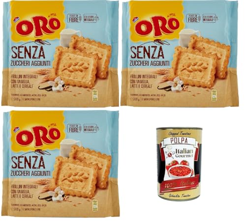 Oro Saiwa senza Zuccheri Aggiunti, Kekse ohne Zuckerzusatz, Vollkebekekuiten mit Vanille, Milch und Getreide, Faserquelle mit Vollkornmehl, 3x 300g, biscuits cookies + Italian Gourmet polpa 400g Oro Saiwa senza Zuccheri Aggiunti, Kekse ohne Zuckerzusatz, Vollkebekekuiten mit Vanille, Milch und Getreide, Faserquelle mit Vollkornmehl, 3x 300g, biscuits cookies + Italian Gourmet polpa 400g von Italian Gourmet E.R.