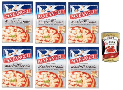 PANEANGELI Lievito di Birra Mastro Fornaio per Pizze, Focacce, Pani Speciali e Dolci, Brauhefe Hefe für süß und herzhaft, dehydrierte Hefe 100% Italienisches, 6x 42g + Italian Gourmet polpa 400g PANEANGELI Lievito di Birra Mastro Fornaio per Pizze, Focacce, Pani Speciali e Dolci, Brauhefe Hefe für süß und herzhaft, dehydrierte Hefe 100% Italienisches, 6x 42g + Italian Gourmet polpa 400g von Italian Gourmet E.R.