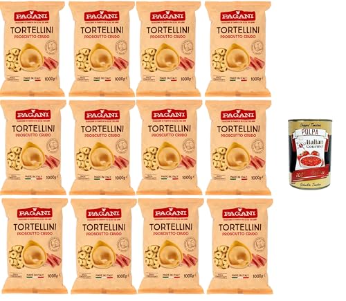 Pagani Pasta all' Uovo Tortellini con Prosciutto Crudo, Eiernudeln mit Parma ham, Pasta mit Ei 12x1kg + Italian Gourmet polpa 400g Pagani Pasta all' Uovo Tortellini con Prosciutto Crudo, Eiernudeln mit Parma ham, Pasta mit Ei 12x1kg + Italian Gourmet polpa 400g von Italian Gourmet E.R.