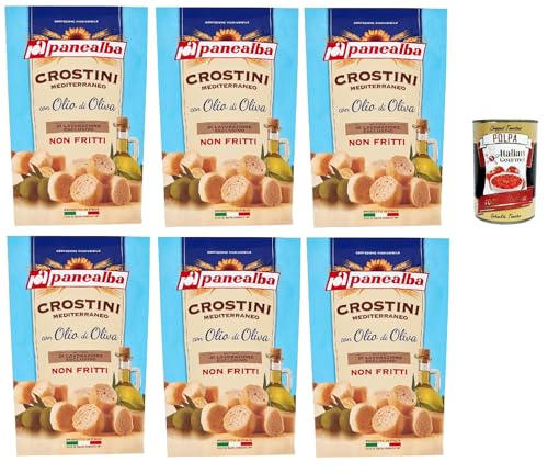 Panealba Crostini Mediterraneo con Olio di Oliva Croutons mit Olivenöl Gesalzener Snack Nicht Gebraten Nicht Frittiertes 6x 100g + Italian Gourmet polpa 400g Panealba Crostini Mediterraneo con Olio di Oliva Croutons mit Olivenöl Gesalzener Snack Nicht Gebraten Nicht Frittiertes 6x 100g + Italian Gourmet polpa 400g von Italian Gourmet E.R.
