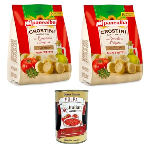 Panealba Crostini Multipack Gusto Pizza Mit Tomate und Oregano 2x168gr + Italian Gourmet polpa 400g Panealba Crostini Multipack Gusto Pizza Mit Tomate und Oregano 2x168gr + Italian Gourmet polpa 400g von Italian Gourmet E.R.