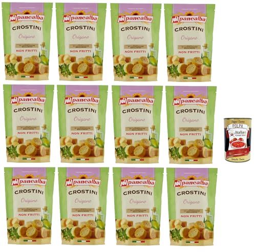 Panealba Crostini Origano Croutons mit Oregano Gesalzener Snack Nicht Gebraten Nicht Frittiertes 12x 100g + Italian Gourmet polpa 400g Panealba Crostini Origano Croutons mit Oregano Gesalzener Snack Nicht Gebraten Nicht Frittiertes 12x 100g + Italian Gourmet polpa 400g von Italian Gourmet E.R.