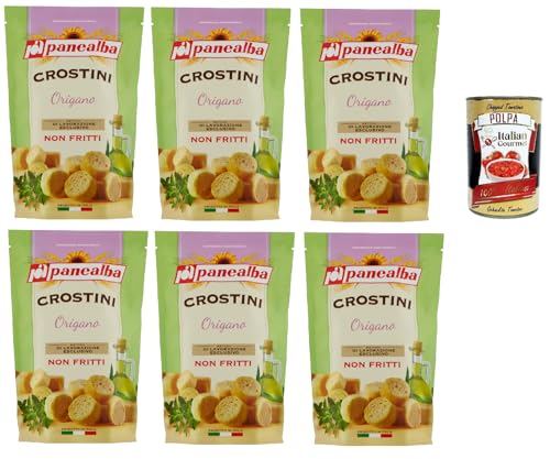 Panealba Crostini Origano Croutons mit Oregano Gesalzener Snack Nicht Gebraten Nicht Frittiertes 6x 100g + Italian Gourmet polpa 400g Panealba Crostini Origano Croutons mit Oregano Gesalzener Snack Nicht Gebraten Nicht Frittiertes 6x 100g + Italian Gourmet polpa 400g von Italian Gourmet E.R.