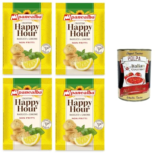 Panealba Happy Hour Crostini Con Basilico e Limone Crostini mit Basilikum und Zitrone 4x50gr + Italian Gourmet polpa 400g Panealba Happy Hour Crostini Con Basilico e Limone Crostini mit Basilikum und Zitrone 4x50gr + Italian Gourmet polpa 400g von Italian Gourmet E.R.