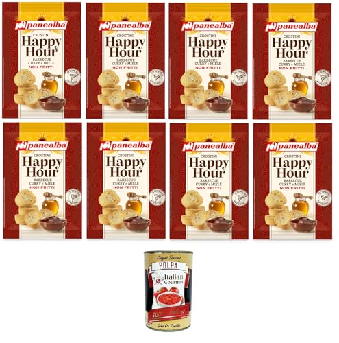 Panealba Happy Hour Crostini Crostini al Barbecue, Curry e Miele Crostini mit Barbecue, Curry und Honig-Crostini 8x50gr + Italian Gourmet polpa 400g Panealba Happy Hour Crostini Crostini al Barbecue, Curry e Miele Crostini mit Barbecue, Curry und Honig-Crostini 8x50gr + Italian Gourmet polpa 400g von Italian Gourmet E.R.