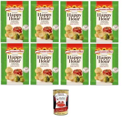 Panealba Happy Hour Crostini al Pomodoro e Olive Verdi Crostini mit Tomaten und grünen Oliven 8x50gr + Italian Gourmet polpa 400g Panealba Happy Hour Crostini al Pomodoro e Olive Verdi Crostini mit Tomaten und grünen Oliven 8x50gr + Italian Gourmet polpa 400g von Italian Gourmet E.R.