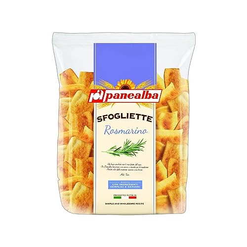 Panealba Le Sfogliette Dorate al Rosmarino Gebackener Snack mit Salzkorn und Rosmarin 180g Packung Panealba Le Sfogliette Dorate al Rosmarino Gebackener Snack mit Salzkorn und Rosmarin 180g Packung von Italian Gourmet E.R.