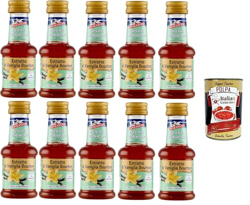 Paneangeli 100 % natürlicher Bourbon-Vanille-Extrakt, natürliches Lebensmittelaroma, ideal für Kuchen und Desserts, alkoholfrei, frei von Konservierungsstoffen, 10x35 ml+ Italian Gourmet polpa 400g Paneangeli 100 % natürlicher Bourbon-Vanille-Extrakt, natürliches Lebensmittelaroma, ideal für Kuchen und Desserts, alkoholfrei, frei von Konservierungsstoffen, 10x35 ml+ Italian Gourmet polpa 400g von Italian Gourmet E.R.