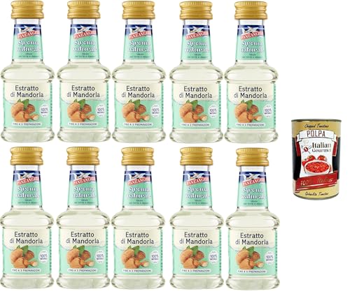 Paneangeli 100 % natürlicher Mandelextrakt, natürliches Lebensmittelaroma, ideal für Kuchen und Desserts, alkoholfrei, frei von Konservierungsstoffen,10x35 ml+ Italian Gourmet polpa 400g Paneangeli 100 % natürlicher Mandelextrakt, natürliches Lebensmittelaroma, ideal für Kuchen und Desserts, alkoholfrei, frei von Konservierungsstoffen,10x35 ml+ Italian Gourmet polpa 400g von Italian Gourmet E.R.