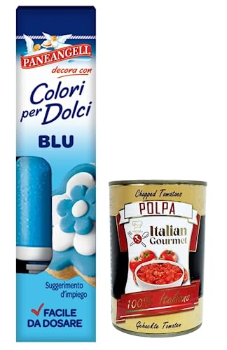 Paneangeli Colori per Dolci Blu, Blauer Gel Farbstoff,10g Tube + Italian Gourmet Polpa di Pomodoro 400g Dose von Italian Gourmet E.R.