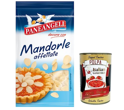 Paneangeli Mandorle affettate,Gebrauchsfertige Mandelscheiben,ideal zum Anreichern und Dekorieren süßer und herzhafter Zubereitungen,50g + Italian Gourmet Polpa di Pomodoro 400g Dose von Italian Gourmet E.R.