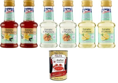 Paneangeli Testpaket Naturextrakt 100 % natürliche Bourbon-Vanille, Mandel, Zitrone ideal für Kuchen und Desserts, alkoholfrei, ohne Konservierungsstoffe 6x 35ml + Italian Gourmet polpa 400g Paneangeli Testpaket Naturextrakt 100 % natürliche Bourbon-Vanille, Mandel, Zitrone ideal für Kuchen und Desserts, alkoholfrei, ohne Konservierungsstoffe 6x 35ml + Italian Gourmet polpa 400g von Italian Gourmet E.R.