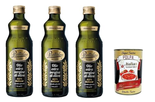 Pantaleo Olio extra vergine di oliva 100% italiano, 100% italienisch extra nativ Olivenöl 3x 750ml + Italian Gourmet plpa 400g Pantaleo Olio extra vergine di oliva 100% italiano, 100% italienisch extra nativ Olivenöl 3x 750ml + Italian Gourmet plpa 400g von Italian Gourmet E.R.