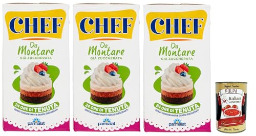 Parmalat Chef Da Montare già zuccherata Gebäckprodukt schon gesüßt Sahne für Desserts 3x 500ml, ohne hydrierte Fette, glutenfrei + Italian Gourmet polpa 400g Parmalat Chef Da Montare già zuccherata Gebäckprodukt schon gesüßt Sahne für Desserts 3x 500ml, ohne hydrierte Fette, glutenfrei + Italian Gourmet polpa 400g von Italian Gourmet E.R.