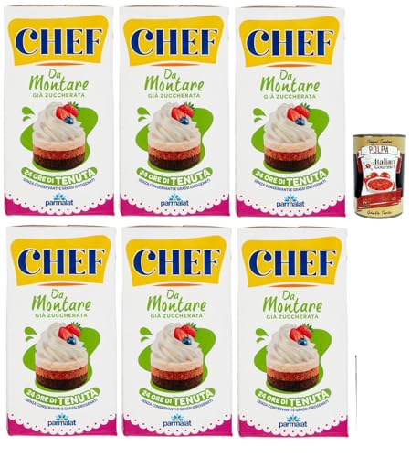 Parmalat Chef Da Montare già zuccherata Gebäckprodukt schon gesüßt Sahne für Desserts 6x 500ml, ohne hydrierte Fette, glutenfrei + Italian Gourmet polpa 400g Parmalat Chef Da Montare già zuccherata Gebäckprodukt schon gesüßt Sahne für Desserts 6x 500ml, ohne hydrierte Fette, glutenfrei + Italian Gourmet polpa 400g von Italian Gourmet E.R.